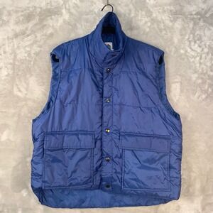 Vtg Weather Breaker Puffer Vest Mens XL Blue Quilted Sleeveless Insulated Jacket